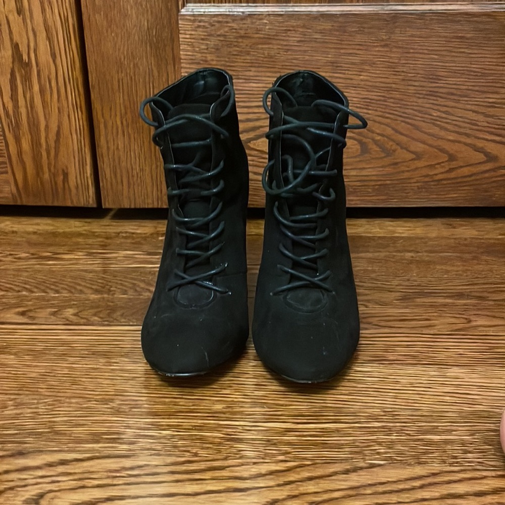 Loft Heel Boots Black Suede Size 8